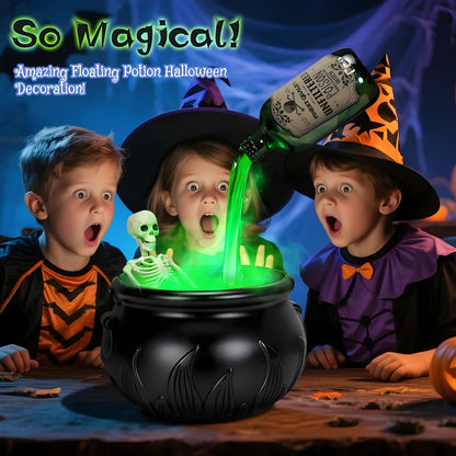 Halloween Witch Cauldron with LED Lights & Fog Machine Spooky Skeleton Decoration for Haunted House, Home & Party Props
