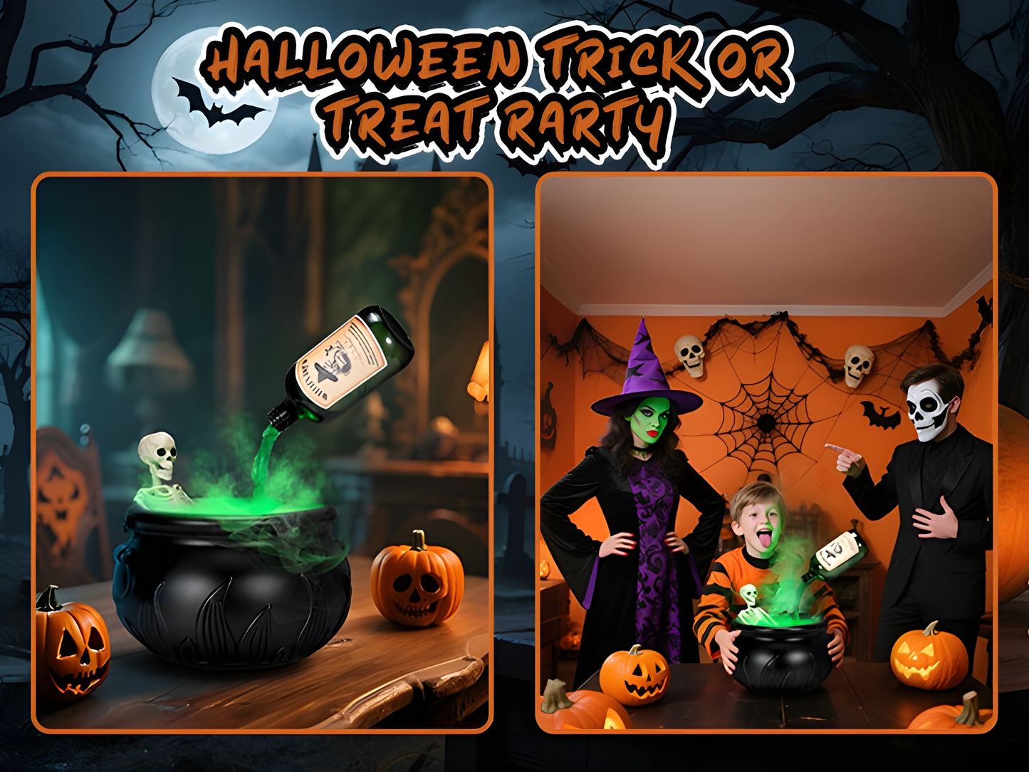 Halloween Witch Cauldron with LED Lights & Fog Machine Spooky Skeleton Decoration for Haunted House, Home & Party Props