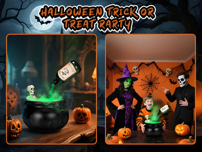Halloween Witch Cauldron with LED Lights & Fog Machine Spooky Skeleton Decoration for Haunted House, Home & Party Props